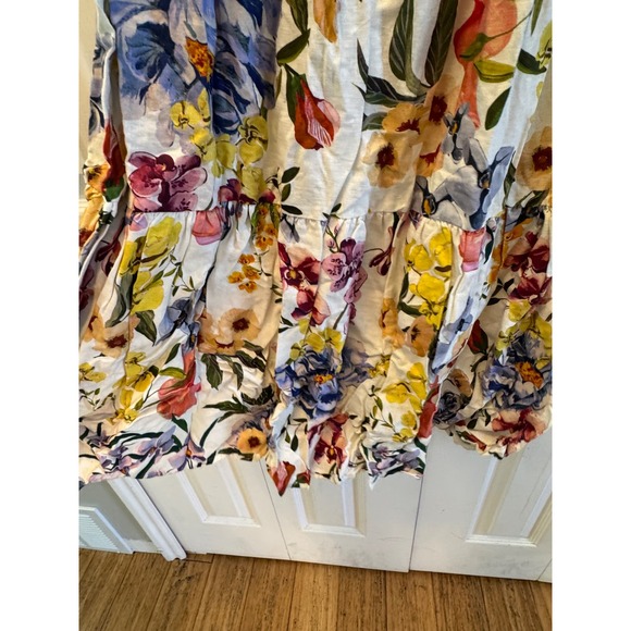 Farm Rio Greek Garden Off White Sleeveless Maxi Dress Floral Beaded Straps Sz L - Picture 9 of 9